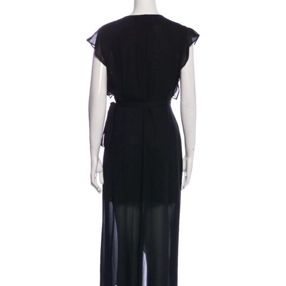 Reformation Charlene Wrap Midi Ruffle Dress Black - Picture 3 of 11